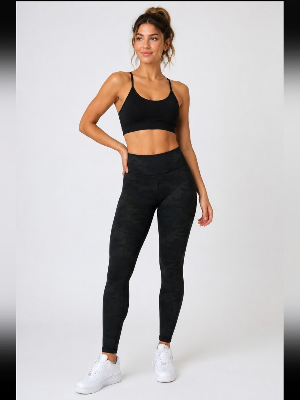 🔴Fleo Black Greem Camo Print Leggings